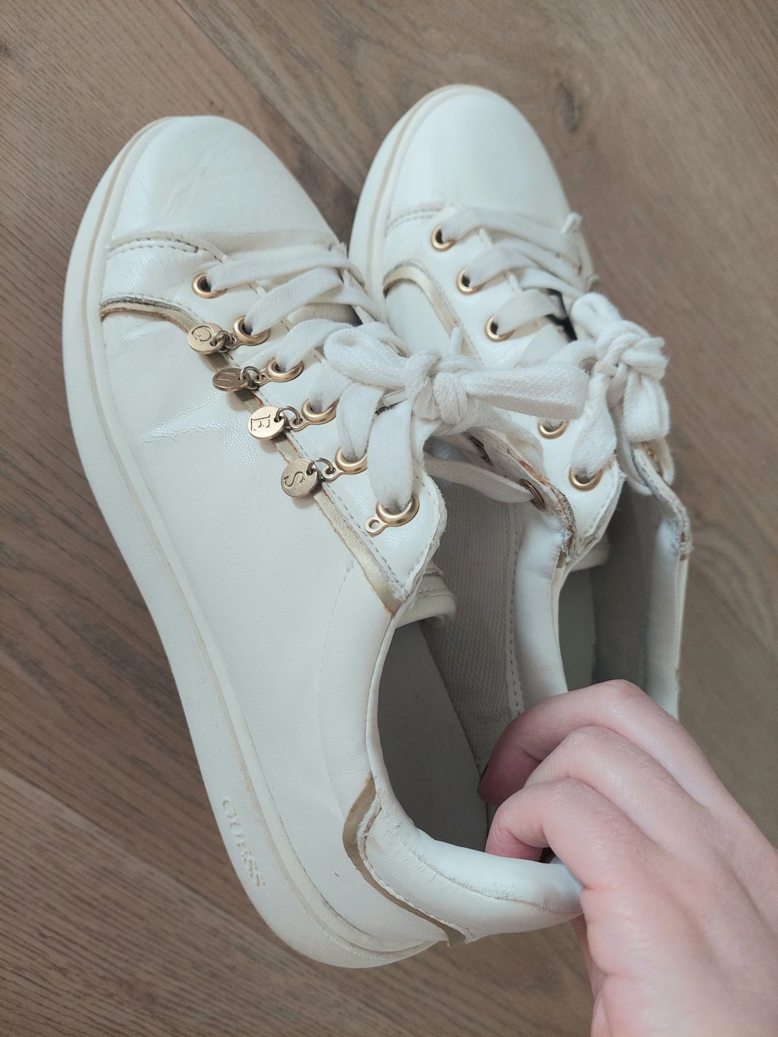 Guess White and Gold Trainers